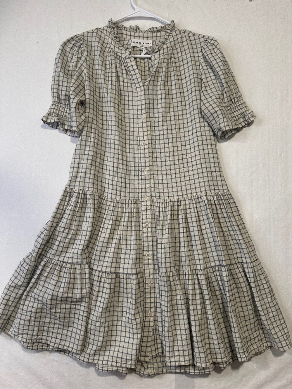 A.P.C. Ivory Check Tiered Maxi Dress